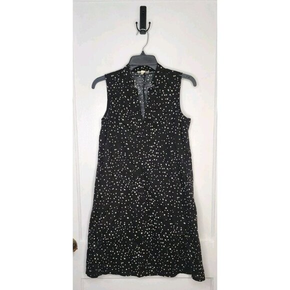 Eileen Fisher Organic Cotton Polka Dot Print Dress Pockets Black Size PP (2/4P) - Picture 1 of 5